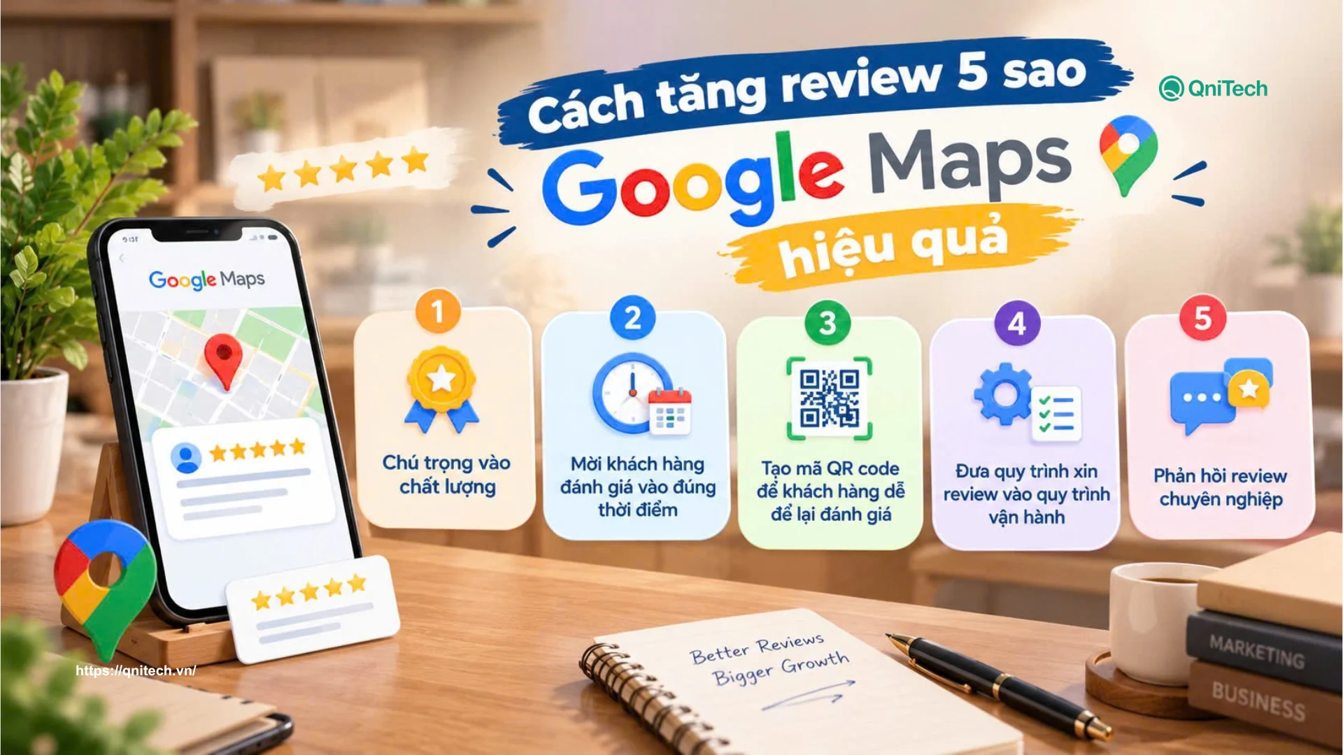 Cách tăng review 5 sao Google Maps hiệu quả