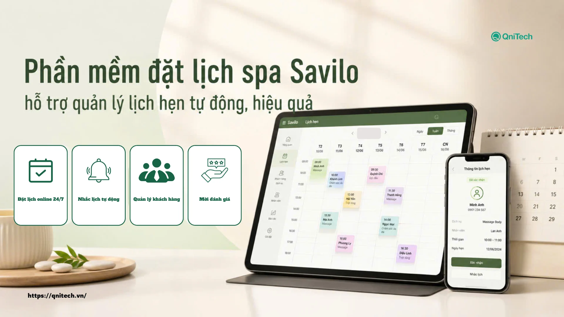 Phần mềm đặt lịch spa Savilo hỗ trợ quản lý lịch hẹn tự động, hiệu quả