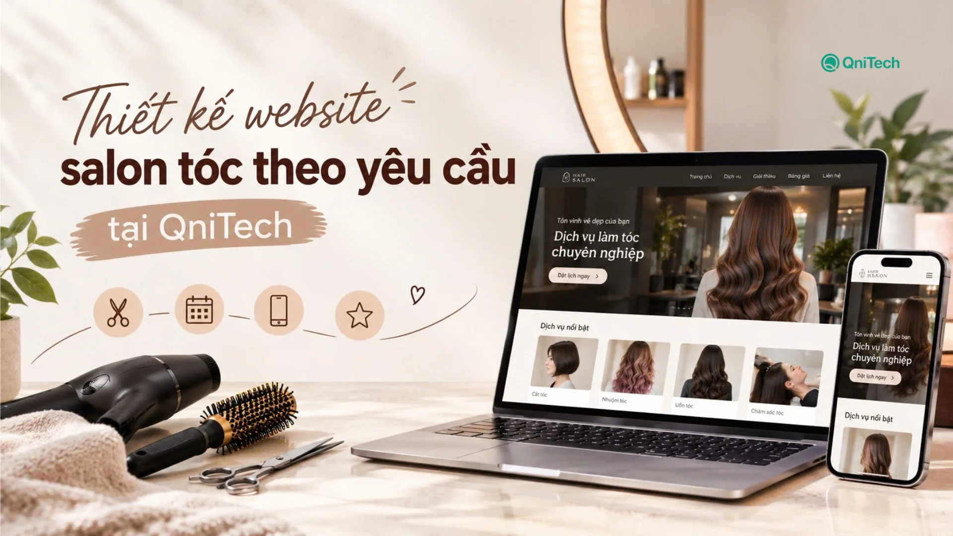 Thiết kế website salon tóc theo yêu cầu tại QniTech Thiết kế website salon tóc theo yêu cầu tại QniTech